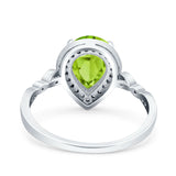 Teardrop Pear Art Deco Wedding Engagement Bridal Ring Round Simulated Cubic Zirconia 925 Sterling Silver