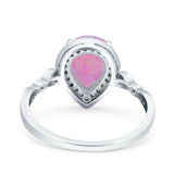 Teardrop Pear Art Deco Wedding Engagement Bridal Ring Round Simulated Cubic Zirconia 925 Sterling Silver