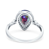 Teardrop Pear Art Deco Wedding Engagement Bridal Ring Round Simulated Cubic Zirconia 925 Sterling Silver