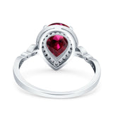 Teardrop Pear Art Deco Wedding Engagement Bridal Ring Round Simulated Cubic Zirconia 925 Sterling Silver