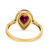 Teardrop Pear Art Deco Wedding Engagement Bridal Ring Round Simulated Cubic Zirconia 925 Sterling Silver