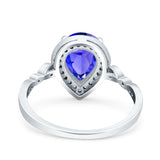 Teardrop Pear Art Deco Wedding Engagement Bridal Ring Round Simulated Cubic Zirconia 925 Sterling Silver