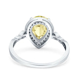 Teardrop Pear Art Deco Wedding Engagement Bridal Ring Round Simulated Cubic Zirconia 925 Sterling Silver