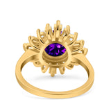 Art Deco Wedding Engagement Bridal Ring Baguette Round Simulated Cubic Zirconia 925 Sterling Silver