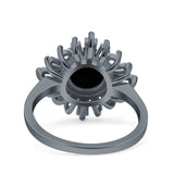 Art Deco Wedding Engagement Bridal Ring Baguette Round Simulated Cubic Zirconia 925 Sterling Silver