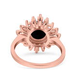 Art Deco Wedding Engagement Bridal Ring Baguette Round Simulated Cubic Zirconia 925 Sterling Silver