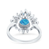 Art Deco Wedding Engagement Bridal Ring Baguette Round Simulated Cubic Zirconia 925 Sterling Silver