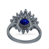 Art Deco Wedding Engagement Bridal Ring Baguette Round Simulated Cubic Zirconia 925 Sterling Silver