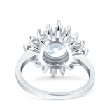 Art Deco Wedding Engagement Bridal Ring Baguette Round Simulated Cubic Zirconia 925 Sterling Silver