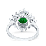 Art Deco Wedding Engagement Bridal Ring Baguette Round Simulated Cubic Zirconia 925 Sterling Silver