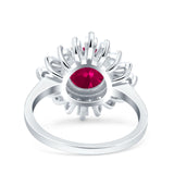 Art Deco Wedding Engagement Bridal Ring Baguette Round Simulated Cubic Zirconia 925 Sterling Silver