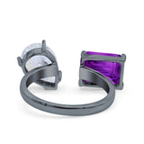 925 Sterling Silver Ring Open Teardrop Pear Emerald Cut CZ Wedding Engagement Bridal Anniversary Cocktail Ring