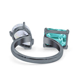 925 Sterling Silver Ring Open Teardrop Pear Emerald Cut CZ Wedding Engagement Bridal Anniversary Cocktail Ring