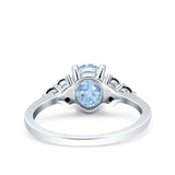 Art Deco Oval Wedding Engagement Bridal Ring Black Simulated Cubic Zirconia 925 Sterling Silver