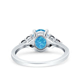 Art Deco Oval Wedding Engagement Bridal Ring Black Simulated Cubic Zirconia 925 Sterling Silver