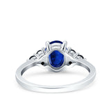 Art Deco Oval Wedding Engagement Bridal Ring Black Simulated Cubic Zirconia 925 Sterling Silver