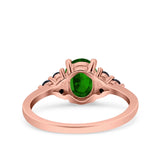 Art Deco Oval Wedding Engagement Bridal Ring Black Simulated Cubic Zirconia 925 Sterling Silver