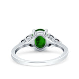 Art Deco Oval Wedding Engagement Bridal Ring Black Simulated Cubic Zirconia 925 Sterling Silver