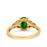 Art Deco Oval Wedding Engagement Bridal Ring Black Simulated Cubic Zirconia 925 Sterling Silver