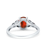 Art Deco Oval Wedding Engagement Bridal Ring Black Simulated Cubic Zirconia 925 Sterling Silver