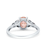 Art Deco Oval Wedding Engagement Bridal Ring Black Simulated Cubic Zirconia 925 Sterling Silver