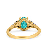 Art Deco Oval Wedding Engagement Bridal Ring Black Simulated Cubic Zirconia 925 Sterling Silver