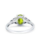 Art Deco Oval Wedding Engagement Bridal Ring Black Simulated Cubic Zirconia 925 Sterling Silver