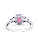 Art Deco Oval Wedding Engagement Bridal Ring Black Simulated Cubic Zirconia 925 Sterling Silver