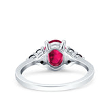 Art Deco Oval Wedding Engagement Bridal Ring Black Simulated Cubic Zirconia 925 Sterling Silver