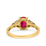 Art Deco Oval Wedding Engagement Bridal Ring Black Simulated Cubic Zirconia 925 Sterling Silver