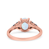 Art Deco Oval Wedding Engagement Bridal Ring Black Simulated Cubic Zirconia 925 Sterling Silver