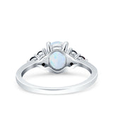 Art Deco Oval Wedding Engagement Bridal Ring Black Simulated Cubic Zirconia 925 Sterling Silver