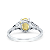 Art Deco Oval Wedding Engagement Bridal Ring Black Simulated Cubic Zirconia 925 Sterling Silver