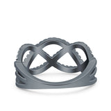 Infinity Half Eternity Petite Ring Wedding Engagement Band Round Pave Simulated Cubic Zirconia 925 Sterling Silver