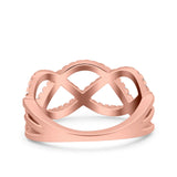 Infinity Half Eternity Petite Ring Wedding Engagement Band Round Pave Simulated Cubic Zirconia 925 Sterling Silver