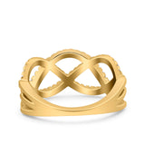 Infinity Half Eternity Petite Ring Wedding Engagement Band Round Pave Simulated Cubic Zirconia 925 Sterling Silver