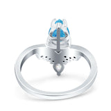 Art Deco Solitaire Accent Pear Wedding Engagement Bridal Ring Band Round Simulated Cubic Zirconia 925 Sterling Silver