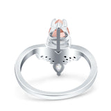 Art Deco Solitaire Accent Pear Wedding Engagement Bridal Ring Band Round Simulated Cubic Zirconia 925 Sterling Silver