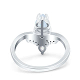 Art Deco Solitaire Accent Pear Wedding Engagement Bridal Ring Band Round Simulated Cubic Zirconia 925 Sterling Silver