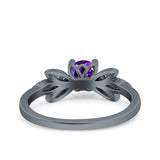 Art Deco Wedding Bridal Ring Leaf Dainty Round Simulated Cubic Zirconia 925 Sterling Silver