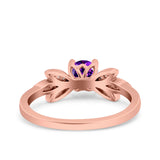 Art Deco Wedding Bridal Ring Leaf Dainty Round Simulated Cubic Zirconia 925 Sterling Silver