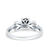 Art Deco Wedding Bridal Ring Leaf Dainty Round Simulated Cubic Zirconia 925 Sterling Silver
