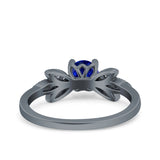 Art Deco Wedding Bridal Ring Leaf Dainty Round Simulated Cubic Zirconia 925 Sterling Silver