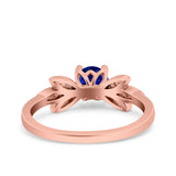 Art Deco Wedding Bridal Ring Leaf Dainty Round Simulated Cubic Zirconia 925 Sterling Silver