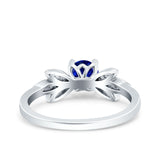 Art Deco Wedding Bridal Ring Leaf Dainty Round Simulated Cubic Zirconia 925 Sterling Silver