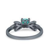 Art Deco Wedding Bridal Ring Leaf Dainty Round Simulated Cubic Zirconia 925 Sterling Silver