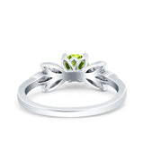 Art Deco Wedding Bridal Ring Leaf Dainty Round Simulated Cubic Zirconia 925 Sterling Silver