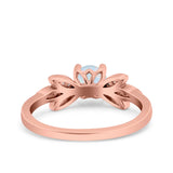 Art Deco Wedding Bridal Ring Leaf Dainty Round Simulated Cubic Zirconia 925 Sterling Silver