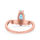 Art Deco Solitaire Accent Pear Wedding Engagement Bridal Ring Band Round Simulated Cubic Zirconia 925 Sterling Silver