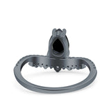 Art Deco Solitaire Accent Pear Wedding Engagement Bridal Ring Band Round Simulated Cubic Zirconia 925 Sterling Silver